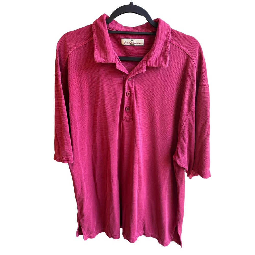 Silk blend Tommy Bahama Polo Shirt Size XL - Textured Stripe Summer Style